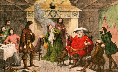 Falstaff opfører rollen som kongen af George Cruikshank