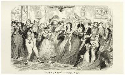 Februar - Første rute fra George Cruikshanks stålstik til The Comic Almanacks: 1835-1853 af George Cruikshank