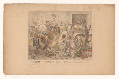 Feest i børneværelset Hjemme i børnehaven, eller mestre og savner twoshoes julefest (titel på objekt) af George Cruikshank