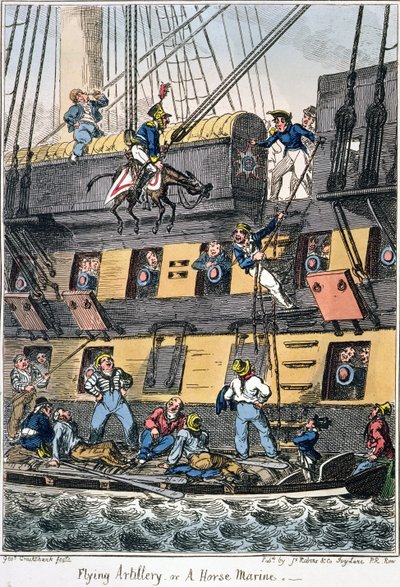Flyvende artilleri eller en hestemarine (farvestik) af George Cruikshank