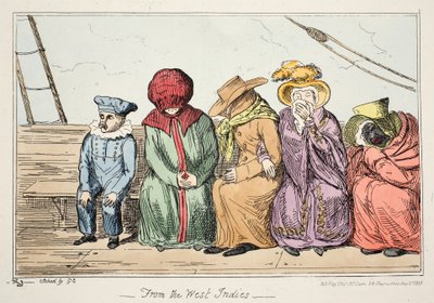 Fra Vestindien, pub. 1835 (håndfarvet radering) af George Cruikshank