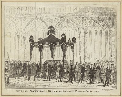 Begravelsesoptog for hendes kongelige højhed prinsesse Charlotte af George Cruikshank