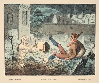 Hej! Siger Thimble!, pub. 1809 (håndfarvet gravering) af George Cruikshank