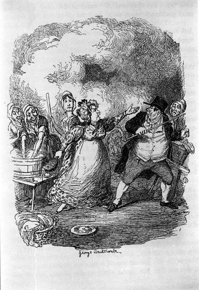 Illustration til "" Oliver Twist"" (Olivier) af Charles Dickens (1812-1870), af George Cruikshank (1792-1878). af George Cruikshank