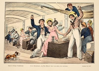 Jack Standhaftig; eller, The Heart That Can Feel for Another, pub. 1807 (håndfarvet gravering) af George Cruikshank