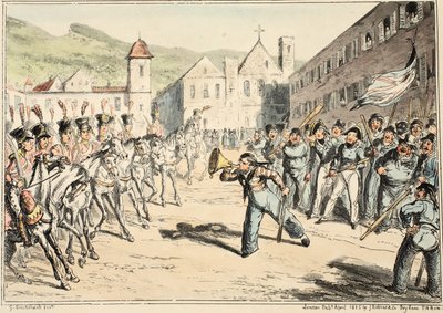 Jacks Trump of Defiance, fra Greenwich Hospital, en serie af flådeskitser, Descriptive of a Life of a Man-of-Wars Man, pub. 1826 (håndfarvet gravering) af George Cruikshank