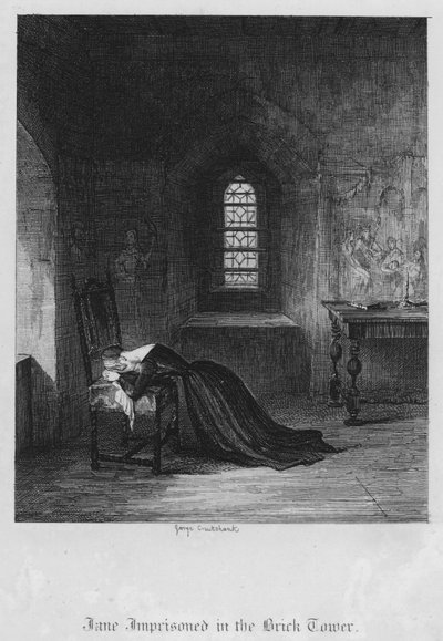 Jane fængslet i Brick Tower (gravering) af George Cruikshank