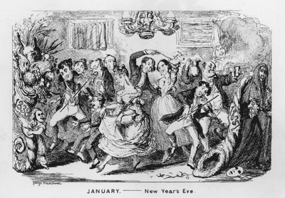januar, nytårsaften (gravering) af George Cruikshank