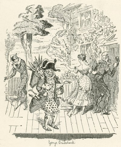 Joseph Grimaldi i Harlequinade af George Cruikshank
