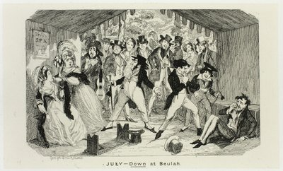 Juli - Down at Beulah fra George Cruikshanks stålstik til The Comic Almanacks: 1835-1853 af George Cruikshank
