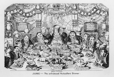 juni, De ulicenserede Victuallers? Aftensmad af George Cruikshank