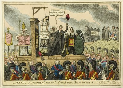 Friheden er suspenderet! Med forfatningens bolværk! af George Cruikshank