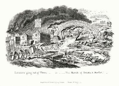 London Going Out of Town, eller March of Mursten og mørtel (gravering) af George Cruikshank