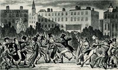 London Street Fight, begyndelsen af det 19. århundrede. af George Cruikshank