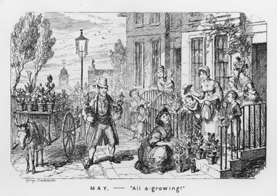maj, alt i vækst (gravering) af George Cruikshank