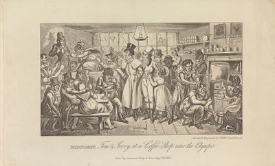 Midnat, Tom & Jerry på en café... af George Cruikshank