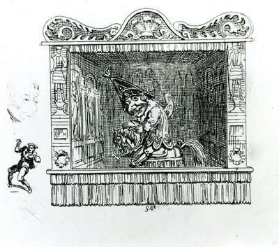 Mr Punch på hesten Hector af George Cruikshank