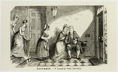 November - En generel postomdeling i opposition fra George Cruikshanks stålætsninger til The Comic Almanacks: 1835-1853 af George Cruikshank