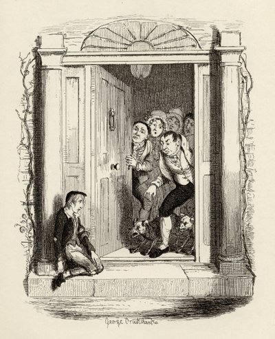 Oliver Twist ved Mrs Maylies dør, fra 