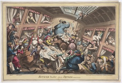 Ostend Packet in a Squall, 1824 (farvet akvatint) af George Cruikshank