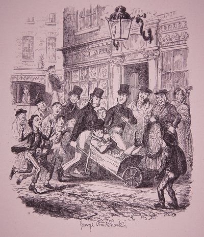 Lommetyv fanget af politiet, begyndelsen af det 19. århundrede (gravering) af George Cruikshank