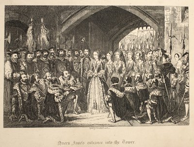 Dronning Janes Indgang til Tower, fra The Tower of London, pub. 1840 af George Cruikshank