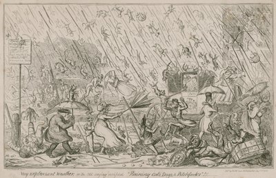 Regnende katte, hunde og højgafler af George Cruikshank
