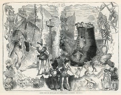 Scener fra Drury Lane og Covent Garden Pantomimes af George Cruikshank
