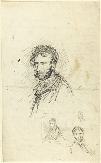 Selvportræt med tre skitser af George Cruikshank