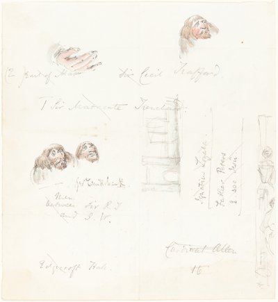 Skitser af groteske ansigter af George Cruikshank