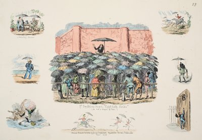 St Swithuns Chapel Cold-bath marker, pub. 1833 (håndkoloreret gravering) af George Cruikshank