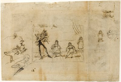 Studie til Danselektionen, del 2: Menuetten af George Cruikshank