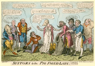 Suiters of the Pig-Faced Lady of Manchester Square, London af George Cruikshank