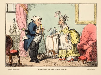 Tabitha Grunt; eller, The Walking Hospital, pub. 1813 (håndfarvet gravering) af George Cruikshank