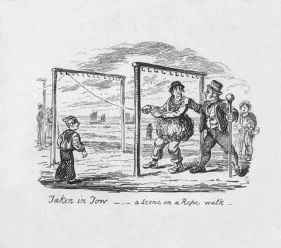 Taget in Tow - A Scene on a Rope walk, 1829 af George Cruikshank