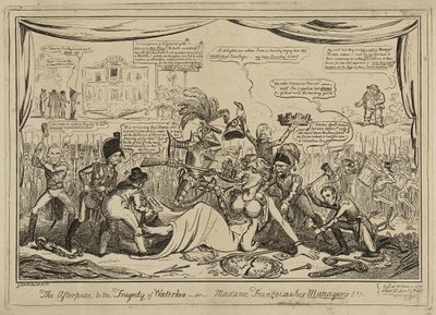 Efterstykket (sic) til tragedien i Waterloo eller Madame Francois og hendes ledere!!!, udgivet 9. november af George Cruikshank