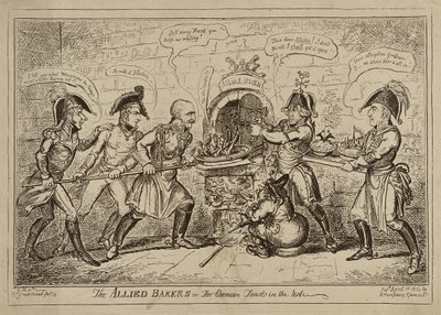 The Allied Bakers or The Corsican Toad in the Hole, udgivet 1. april af George Cruikshank