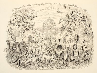 Spredningen af alle nationers værker fra den store udstilling i 1851, pub. 1851 af George Cruikshank