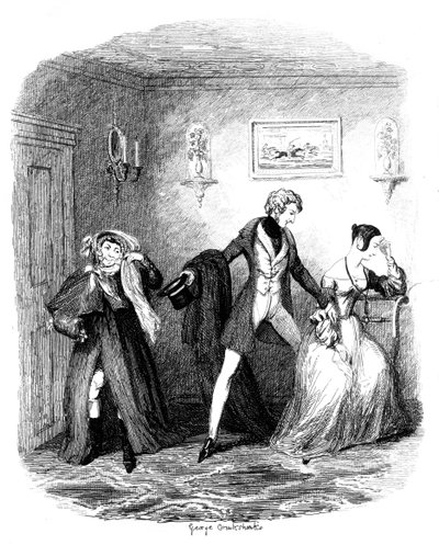 The Elopement, begyndelsen af midten af det 19. århundrede af George Cruikshank