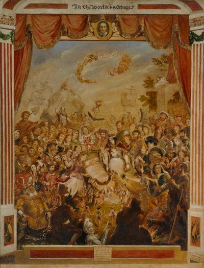 William Shakespeares (1564-1616) første optræden på klodens scene med en del af hans dramatiske kompagni i 1564 af George Cruikshank