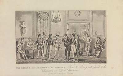 The Green Room på Drury Lane Theatre af George Cruikshank