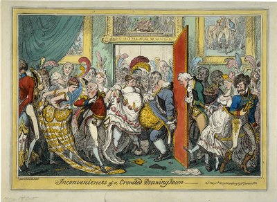 Ulejligheden ved en overfyldt stue, 1818 af George Cruikshank