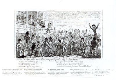 The Spa Fields Orator Hunting for Popularity to Do-Good!!!, udgivet af J. Sidebotham, 1817 af George Cruikshank