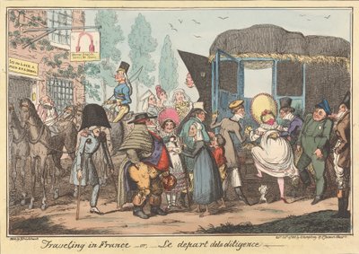 Rejser i Frankrig -eller, -Diligencens afgang af George Cruikshank