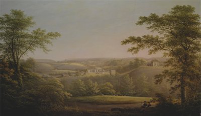 Easby Hall og Easby Abbey med Richmond, Yorkshire i baggrunden af George Cuitt