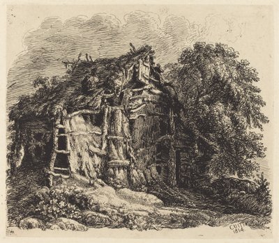 Welsh Hovel ved Machynllaeth af George Cuitt the Younger