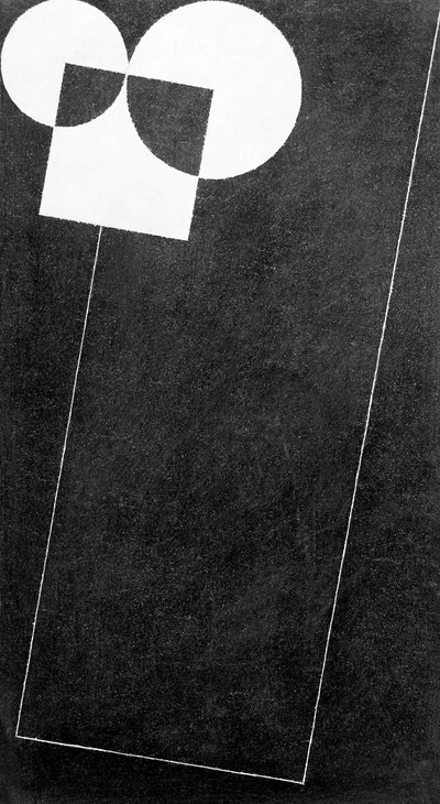 Skifer, med firkantet og to cirkler, 2004 af George Dannatt
