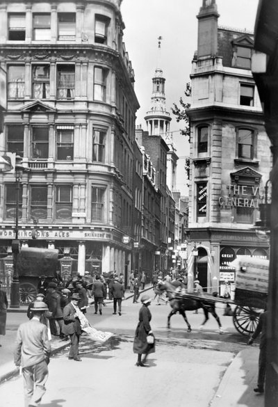 Cannon Street og St Mary Aldermary Church, London, c1920