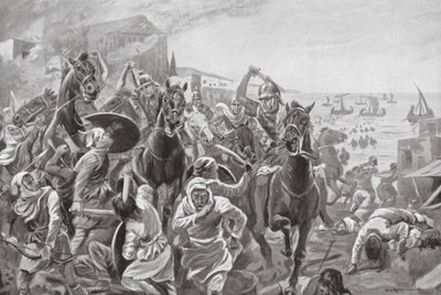 Evagoras af Cyperns erobring af Tyrus (litografi) af George Derville (after) Rowlandson