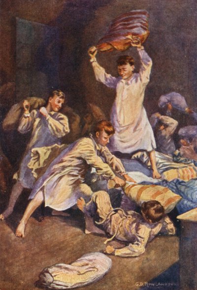 De ville mødes i dødelig kamp (farvelitografi). af George Derville (after) Rowlandson